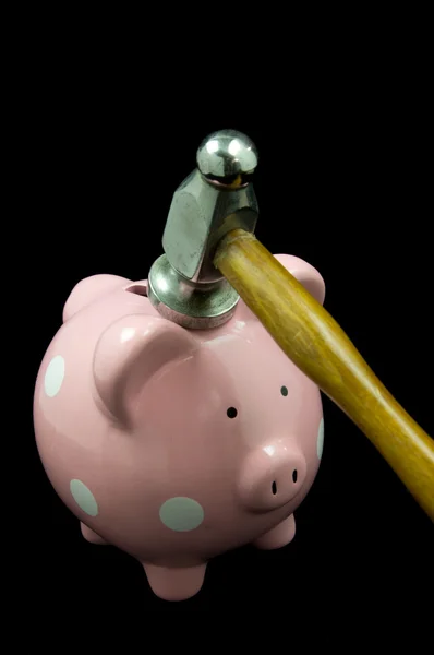 Piggy Bank With Hammer — Stock Photo, Image