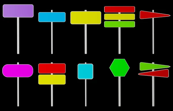 Vários sinais isolados de cor — Fotografia de Stock