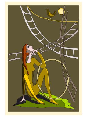 Rests in the acrobat in the circus intermission clipart