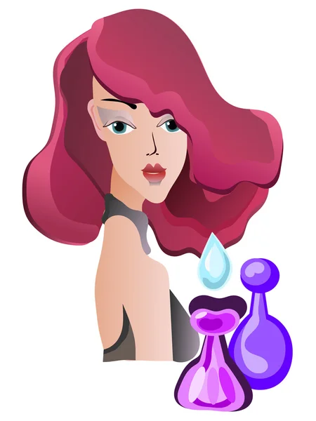 Dívka s parfémy — Stockový vektor