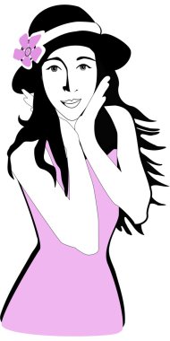 Beautiful girl in a hat clipart