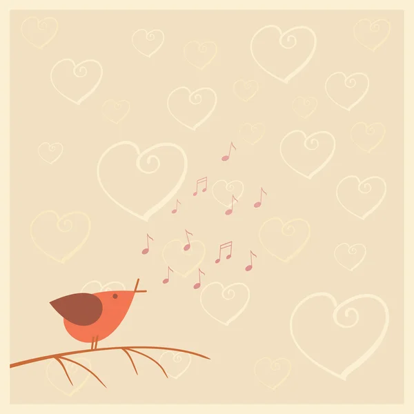Bird is singing about love — Stock Vector