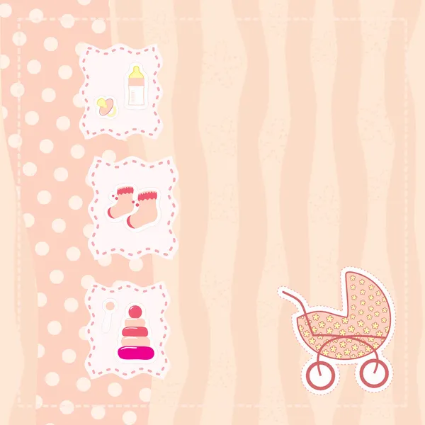 Grußkarte für Baby-Mädchen — Stockvektor