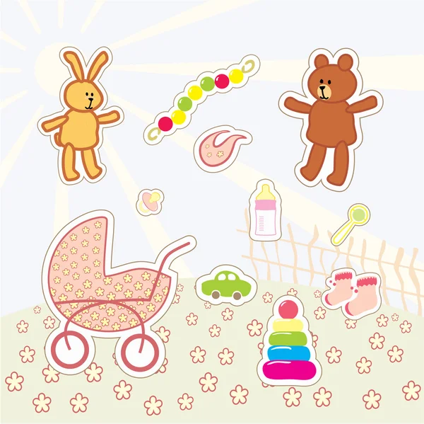 Collection of kids stickers — Stock Vector