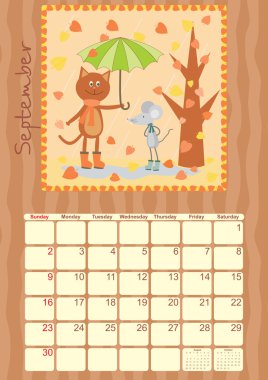 Calendar for September 2012 clipart