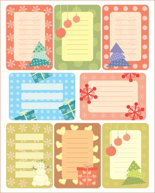 Collection of christmas tags for scrapbooking clipart