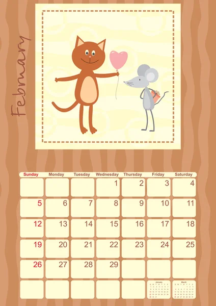Календарный месяц февраля 2012 г. — стоковый вектор