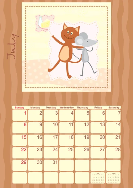 Kalender van juli 2012 — Stockvector