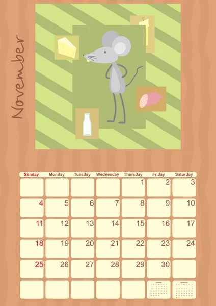 Kalender voor november 2012 — Stockvector