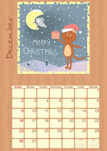 Календарь на декабрь 2012 — стоковый вектор