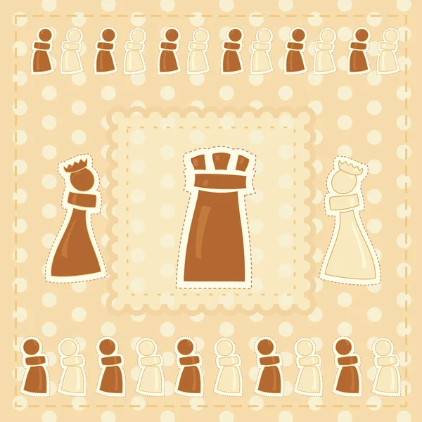Cartão de saudação com figuras de xadrez —  Vetores de Stock