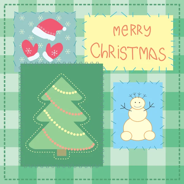 Vánoční přání s mozaikou strom — Stockový vektor