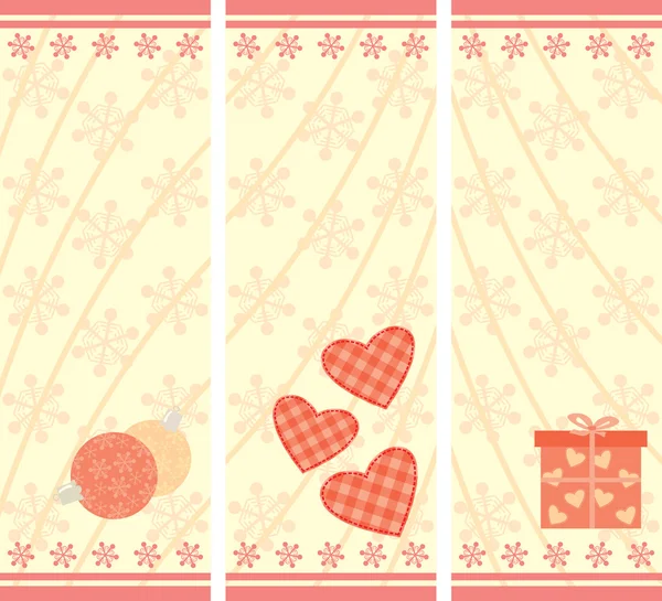 Conjunto de tarjetas navideñas con formato vertical de copos de nieve — Vector de stock