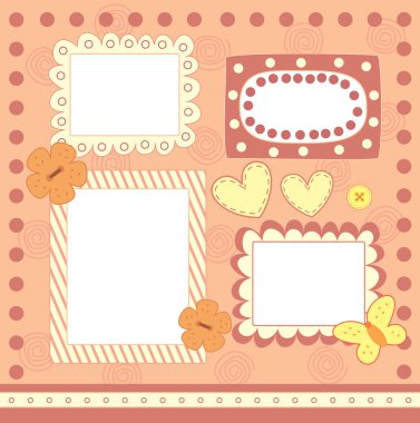 dört pembe scrapbooking çerçeveler