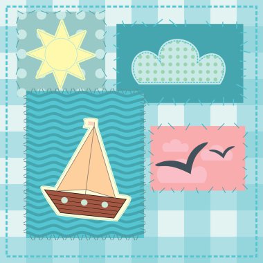 Greeting card in patchwork style clipart