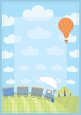 Kid's frame with train and balloon clipart