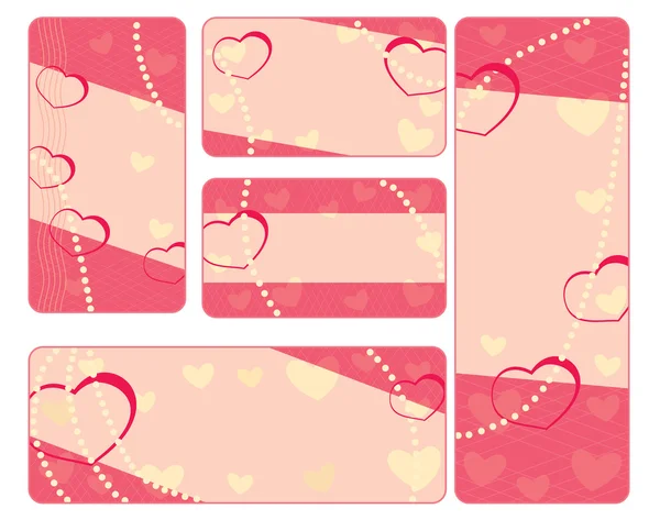 Collection of valentine tags with pearls — Stock Vector