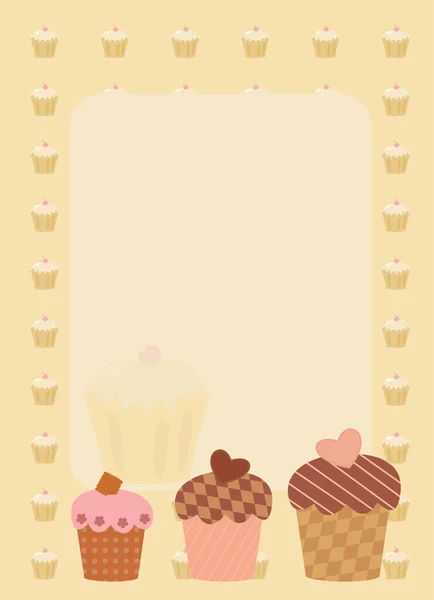 Frame with three cupcakes — Stock Vector