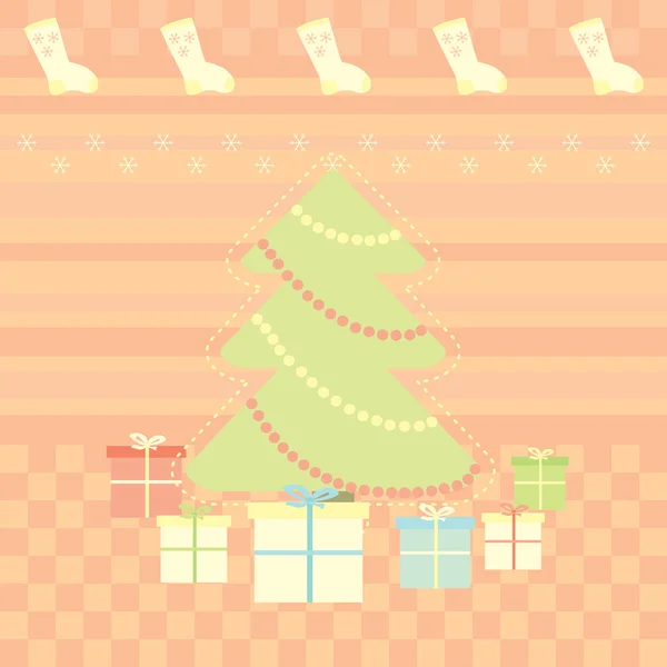 Weihnachtsgrußkarte mit Geschenken — Stockvektor