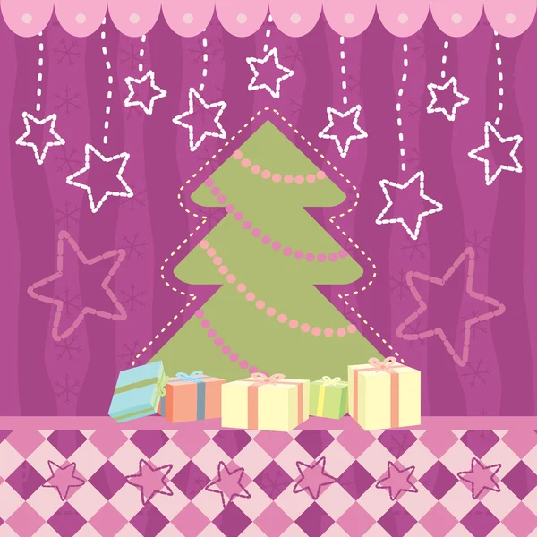 Tarjeta de felicitación de Navidad con estrellas — Vector de stock