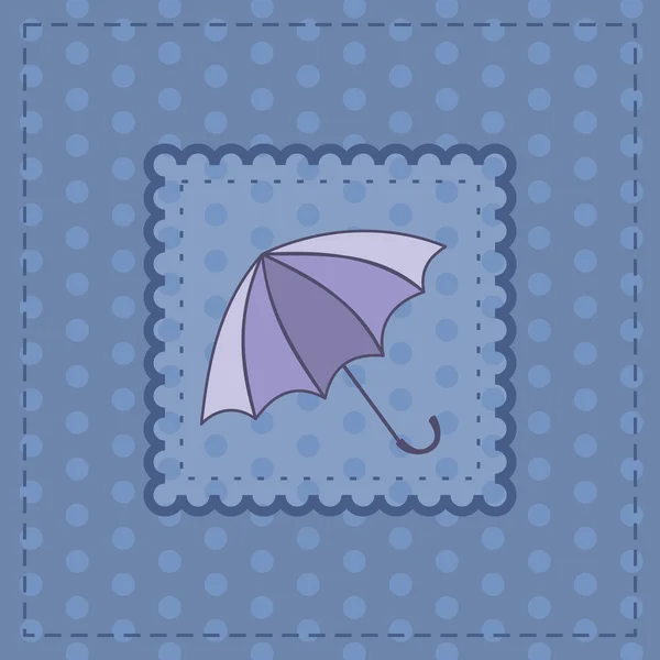 Greeting card with violet umbrella — Stock Vector