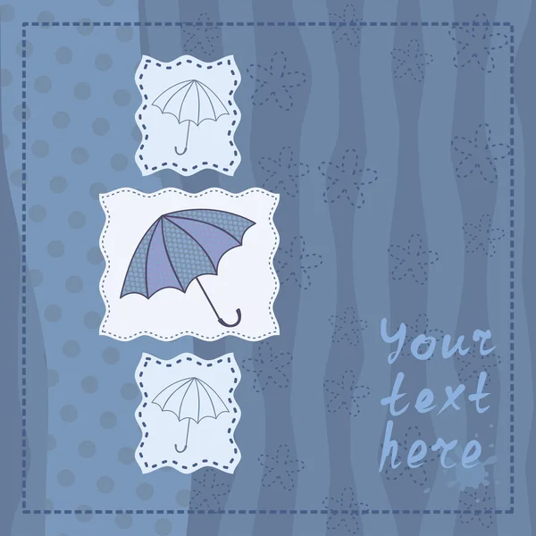 Cartão de saudação com três guarda-chuvas —  Vetores de Stock