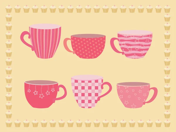 Collection of teacups — Stock Vector