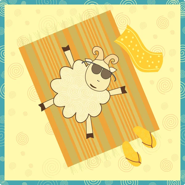 日光浴のできる羊 — ストックベクタ