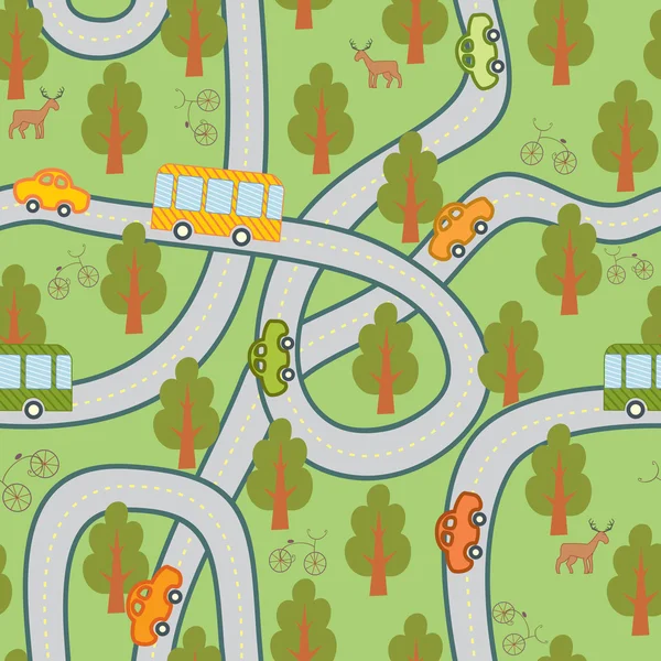 stock vector Road in the woods seamless pattern