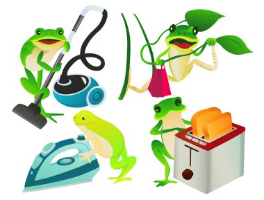 4 frogs clipart