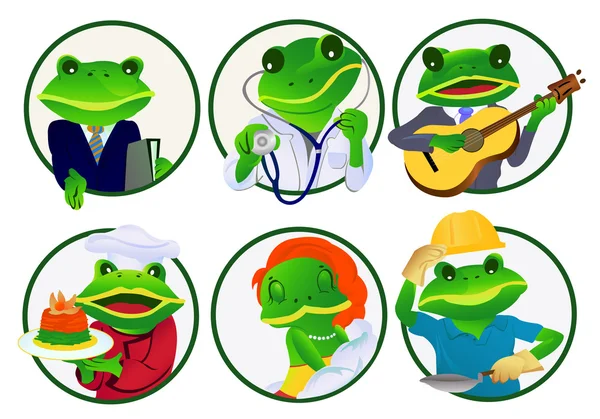 Frogs.Professions — Archivo Imágenes Vectoriales