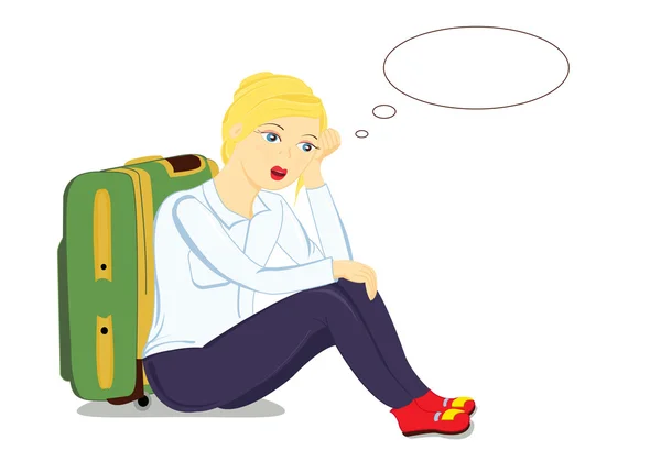 Κορίτσι με βαλίτσα — Διανυσματικό Αρχείο