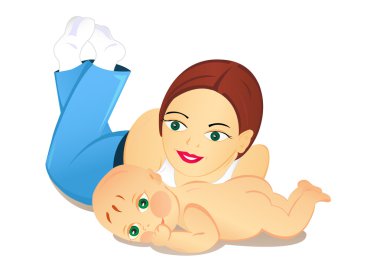 Girl and baby clipart