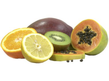 beyaz bitti izole tropikal meyveler