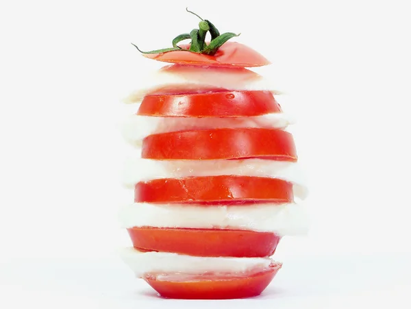 西红柿和意大利干酪桩 免版税图库照片