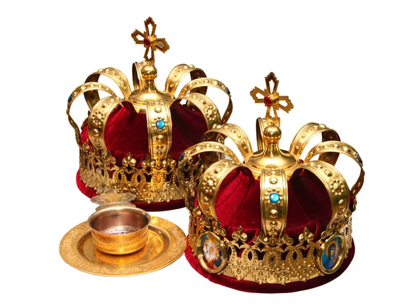 Two Orthodox Wedding Ceremonial Crowns — Stock Photo, Image