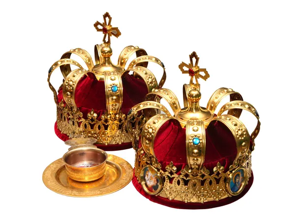 stock image Two Orthodox Wedding Ceremonial Crowns