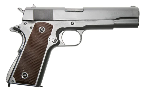 Osobiste pistolet na białym tle nowoczesny wojskowy dwukolorowy broni palnej — Zdjęcie stockowe
