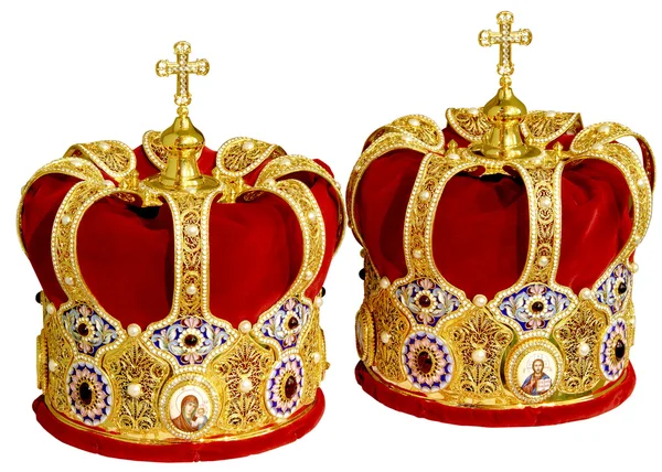 Deux couronnes de cérémonie de mariage orthodoxe — Photo
