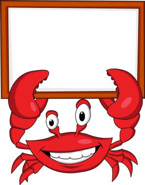 Crab with blank sign clipart
