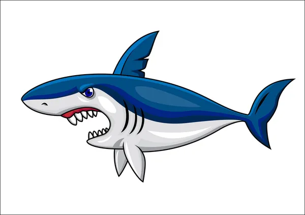 Caricatura de tiburón enojado — Vector de stock