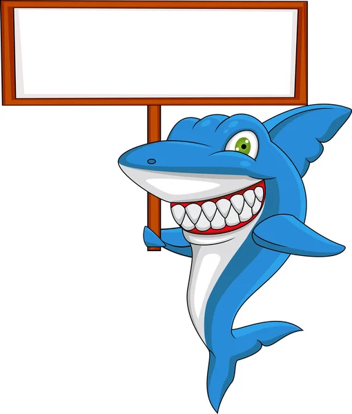 Angry Shark Withy Blank Sign — Stock Vector