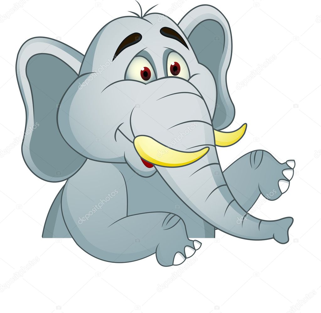 stock illustration elephant cartoon with blank sign
