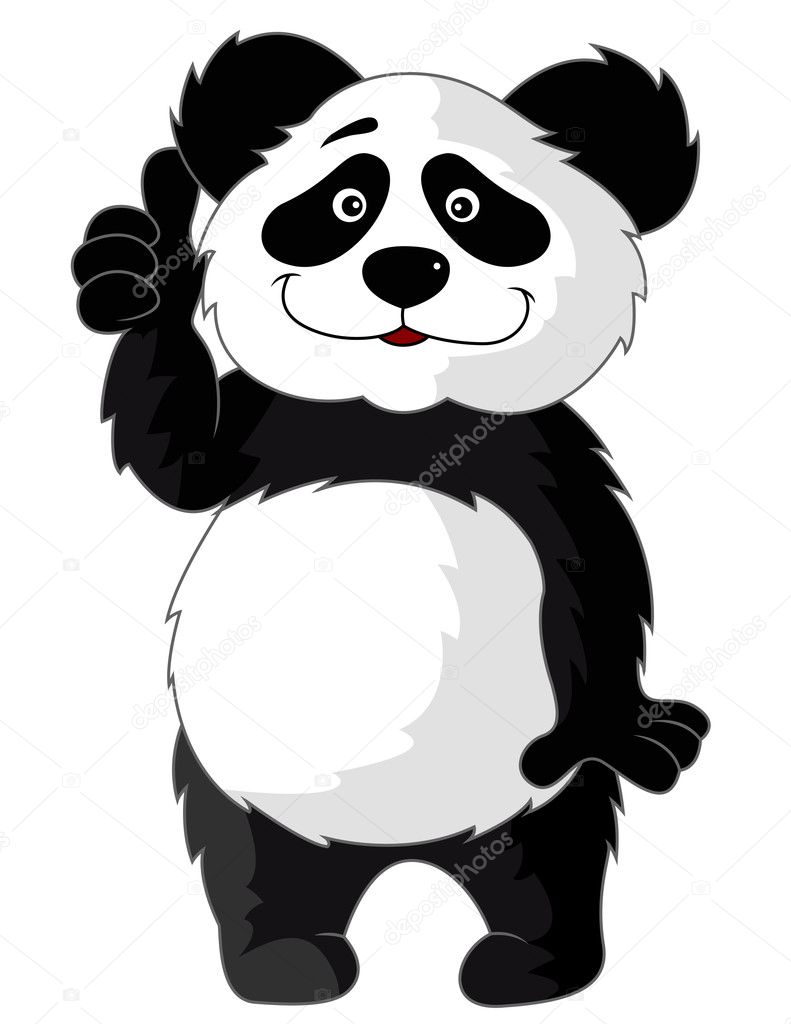 Panda cartoon with thumb up