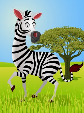 Zebra cartoon in the jungle clipart