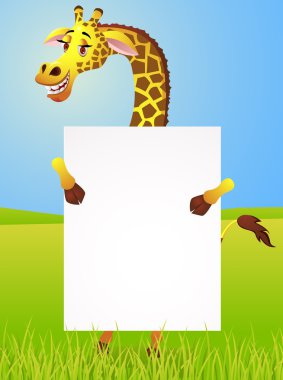 Giraffe with blank sign clipart