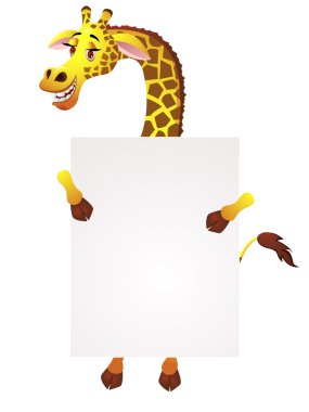 Giraffe with blank sign clipart