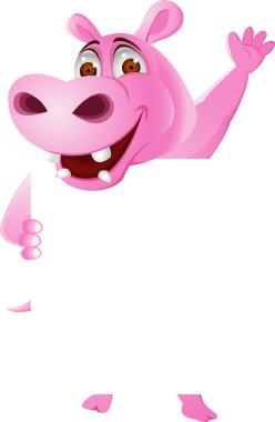 Hippo with blank sign clipart