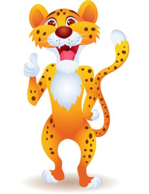 Cheetah cartoon with thumb up clipart