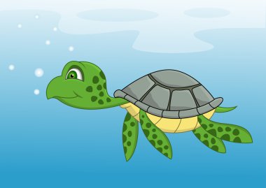 Kaplumbağa yüzme çizgi film.